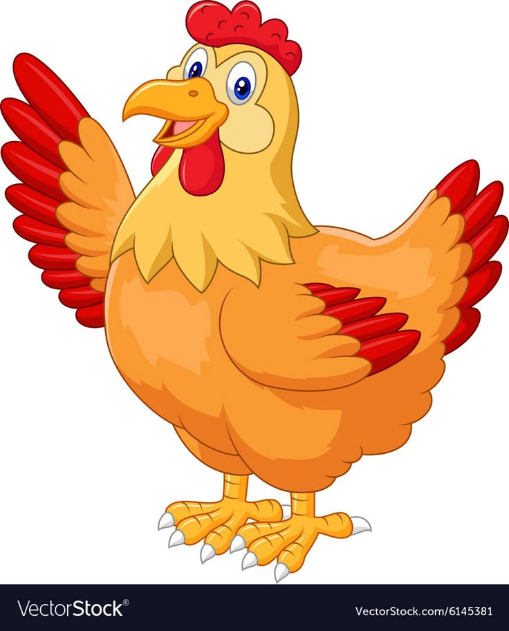 a cartoon chicken standing on one leg