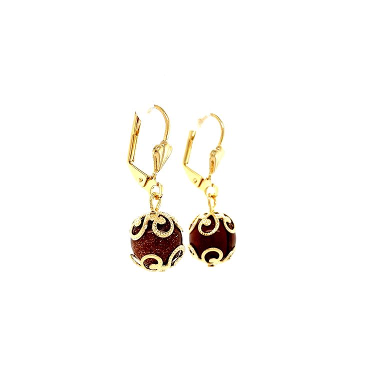 These pair of drop earrings is designed with dainty goldstone beads that has been hand-wrapped to a 14k gold filled leverback earring. The stones are accented with natural shivering gold accent. Hanging Length: 1 inch Stone: 1 cm Genuine Goldstone Finish: 14k Gold filled Lead and Nickel Free Safe to any skin type Water resistant Beaded Drop Earrings, Leverback Earrings, Gold Filled Earrings, Hand Wrap, Color Rojo, Gold Accent, Skin Type, Designer Earrings, Gold Accents