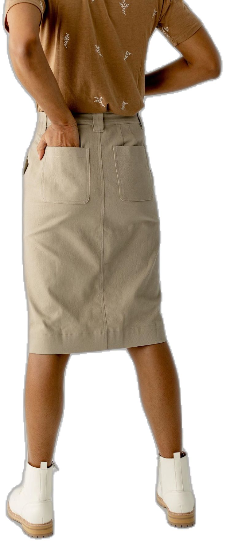 High-waist Cotton Pencil Skirt With Pockets, High Waist Cotton Pencil Skirt With Pockets, Casual Cotton Midi Bottoms, Casual Cotton Midi-length Bottoms, Casual Midi-length Cotton Bottoms, Midi Length Bottoms With Pockets For Work, Midi Length Workwear Bottoms With Pockets, Midi Bottoms With Pockets For Work, Knee-length Relaxed Denim Skirt With Pockets