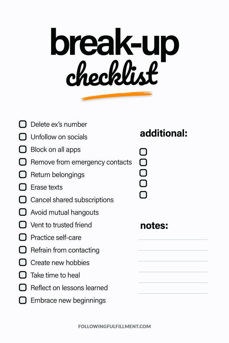 CLICK TO DOWNLOAD THE CHECKLIST IN HD! Feeling lost after a break-up? Use this helpful checklist to take care of yourself, let go of the past, and start moving forward. #breakuprecovery Let Go Of The Past, Family Binder, The Checklist, Break Up, How To Move Forward, Free Checklist, Checklist Template, After Break Up, Unlock Your Potential