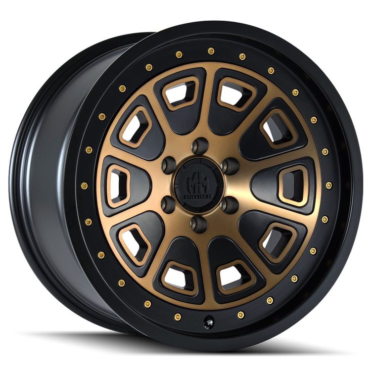 a black and gold wheel on a white background with the words hubcap tire & wheel