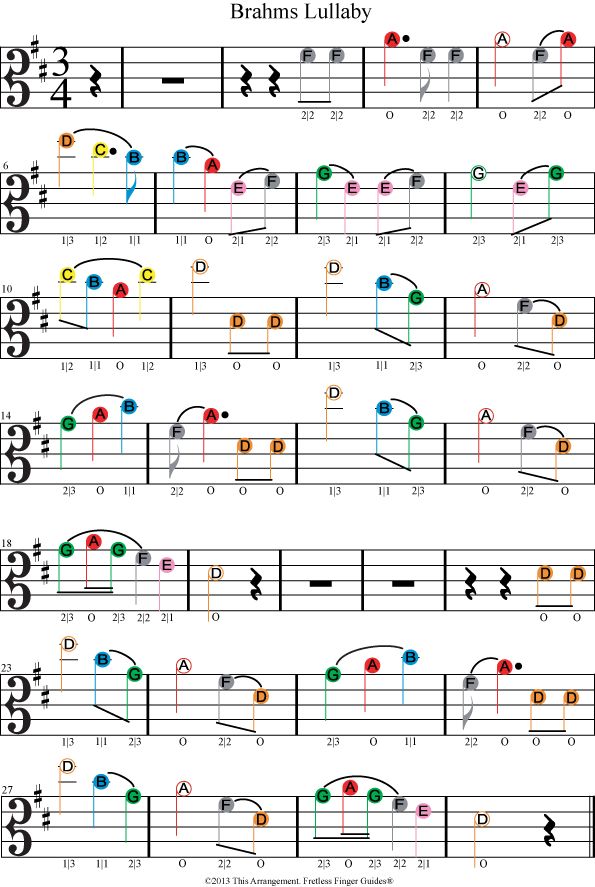 the guitar tabs are arranged in different colors and sizes, including red, green, blue