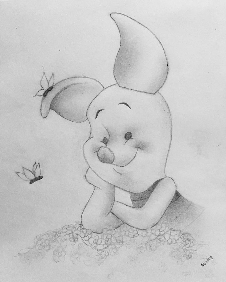 a pencil drawing of an elephant with a butterfly on it's back and its trunk in the air