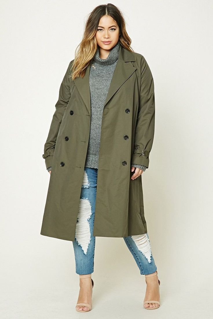 34 Fabulous Spring Outfit Ideas with Long Sleeve Coats Trench Coat Outfit Spring, Spring Coat Outfit, Trenchcoat Outfit, Longline Trench Coat, Plus Size Trench Coat, Plus Zise, Green Outfits, Hijabi Outfit, Winter Plus Size