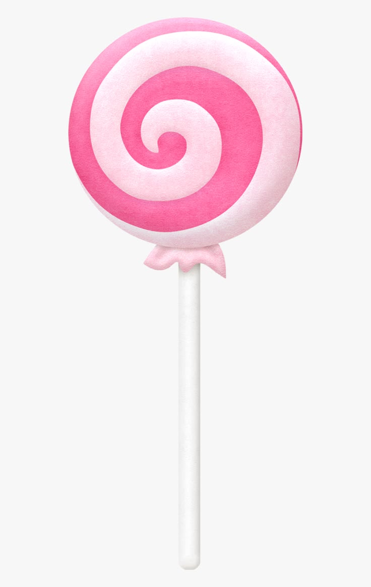 a pink and white lollipop on a stick