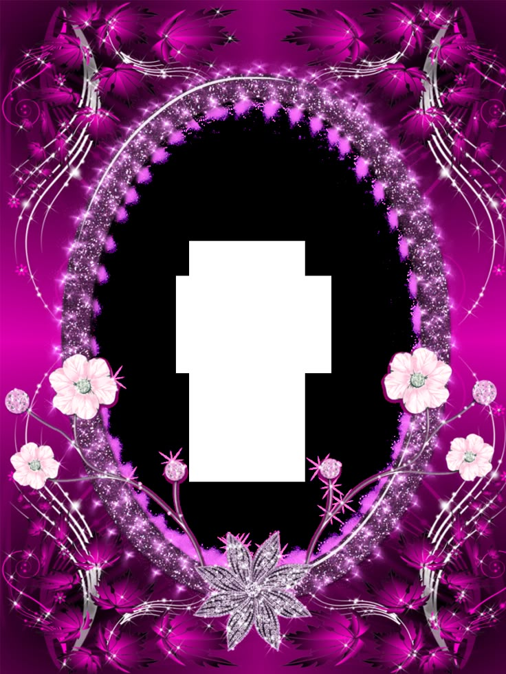 a purple frame with flowers and butterflies on it