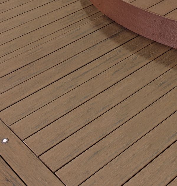 a close up view of a wooden deck