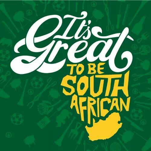 a green poster with the words it's great to be south african on it