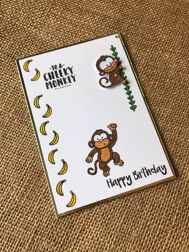 a happy birthday card with a monkey on it