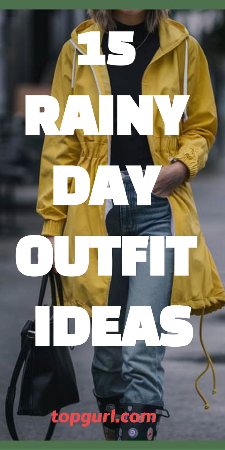 15 Chic & Cozy Rainy Day Outfits to Keep You Stylishly Dry. Outfit With Raincoat, Good Rainy Day Outfits, Rainy Day Outfit Summer Work Office, Rain Summer Outfit, Casual Outfits For Rainy Days, Summer Rain Boots Outfit, Rainy Day Outfit For Work Summer, Rainy Day Casual Outfit, Rainy Boots Outfit