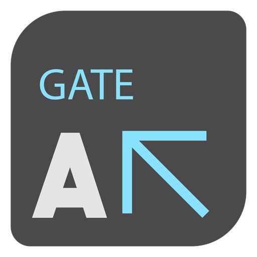 the word gate and an arrow on a gray background