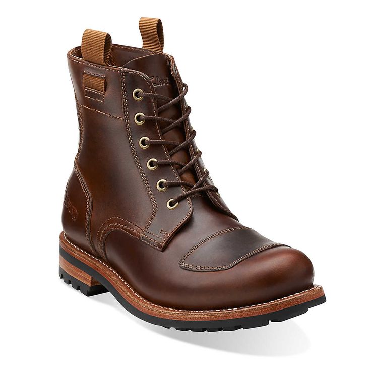 Norton Rise in Cognac Leather - Mens Boots from Clarks Clark Shoes, Motorcycle Boots Outfit, Men's Clarks, High Leather Boots, Mens Boots Fashion, Mens Leather Boots, Boots For Men, Motorcycle Outfit, Leather Boot