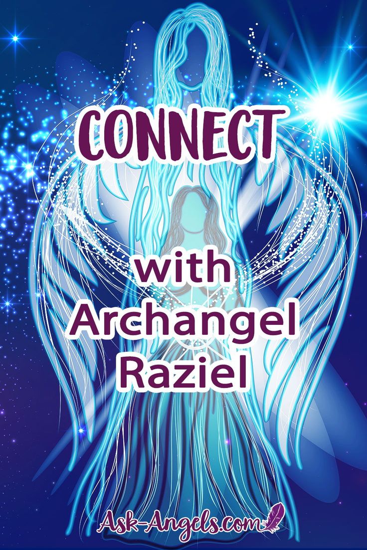 an angel with the words connect with archangel raziel