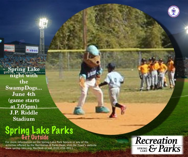 an advertisement for the spring lake parks baseball game