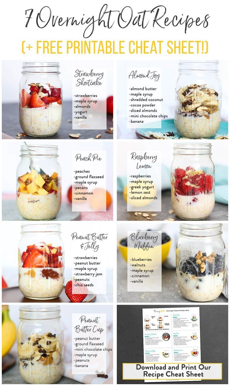 an image of overnight oatmeal recipe in a mason jar with instructions on how to make it