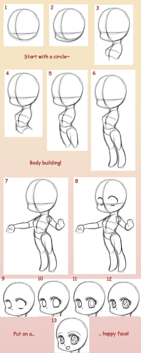 how to draw an anime character with different facial expressions and hair styles, step - by - step instructions