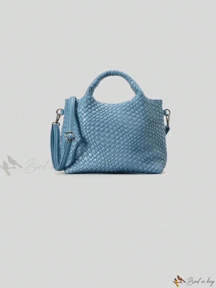 Bird in Bag - Niche Design Models Woven Tote Bag: A Versatile Single Shoulder Crossbody Bag with Large Capacity - Embrace the New Trend with this Exquisite Female Leather Handbag Casual Blue Top Handle Bucket Bag, Trendy Light Blue Bag With Detachable Handle, Blue Bags With Large Capacity And Double Handle, Large Capacity Blue Bags With Double Handle, Blue Hobo Bag With Double Handle For Daily Use, Blue Top Handle Bucket Bag With Large Capacity, Large Capacity Blue Satchel Shoulder Bag, Daily Use Blue Hobo Bag With Double Handle, Blue Double Handle Hobo Bag For Daily Use