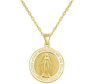 Proudly display your faith and keep a symbol of it close with the classic refinement of this 14K yellow gold Miraculous Mary medallion pendant with chain. Yellow Gold Medallion For Commemoration, Yellow Gold Necklace With Miraculous Medal Round Pendant, Yellow Gold Necklace With Miraculous Medal, 14k Yellow Gold Necklace With Miraculous Medal, 14k Yellow Gold Miraculous Medal Necklace, Yellow Gold Round Miraculous Medal Jewelry, 14k Gold Miraculous Medal Jewelry, 14k Yellow Gold Jewelry With Miraculous Medal, Yellow Gold Miraculous Medal Jewelry