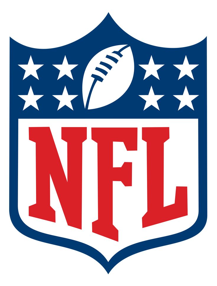 the nfl logo is shown in red, white and blue