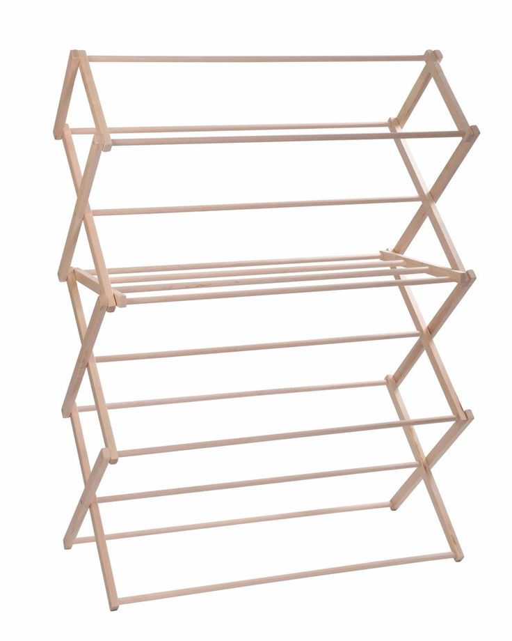 three tiered wooden rack for clothes