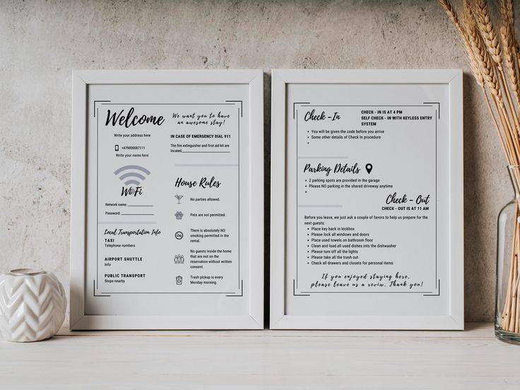 two framed wedding programs on a shelf next to a vase with flowers