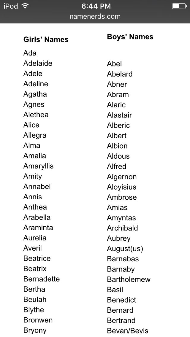 an iphone screen showing the names of different children's names in english and spanish