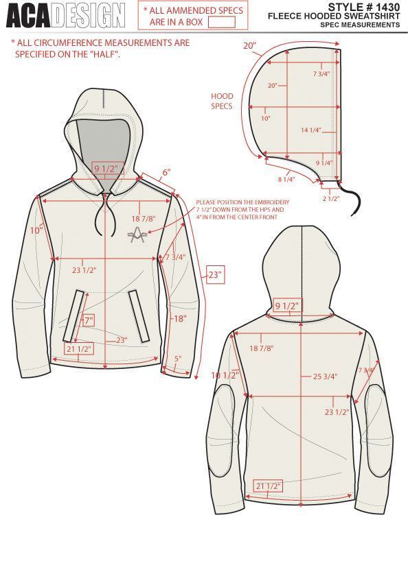 the hoodie is shown with measurements and measurements for each item in this drawing, you can