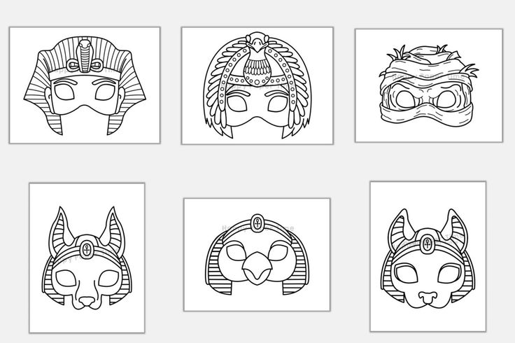 Ancient Egypt Masks Template Pharaoh Cleopatra Mummy Horus Anubis Bast ...