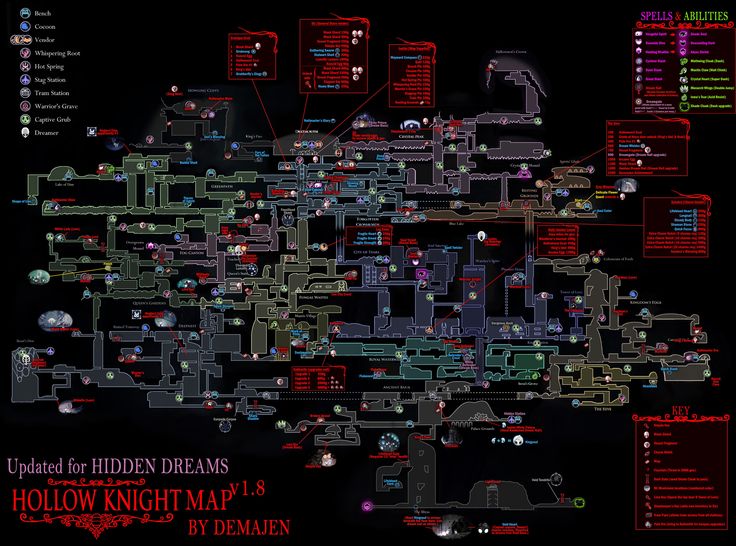 the hollow knight map is shown in red and black