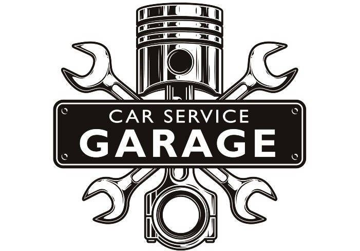 the car service garage logo with wrens and spanners on it's side