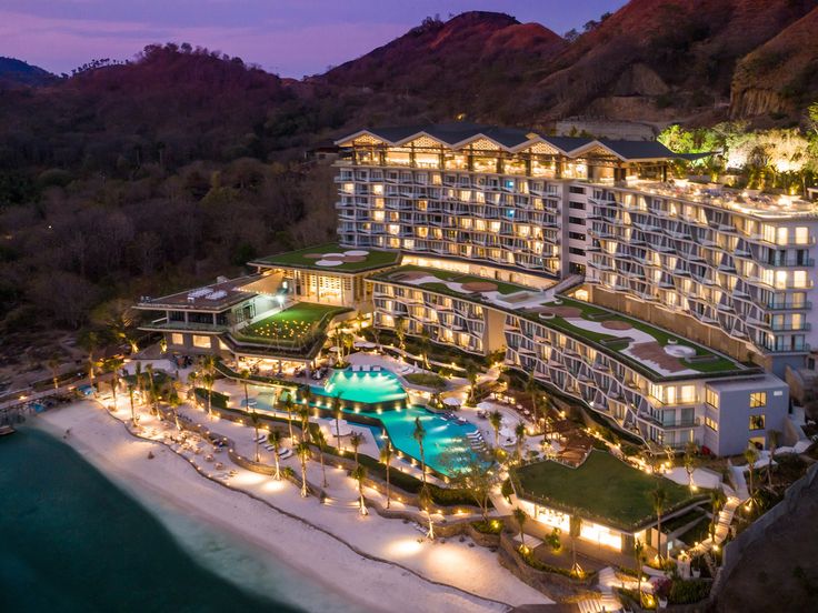 an aerial view of the resort at night