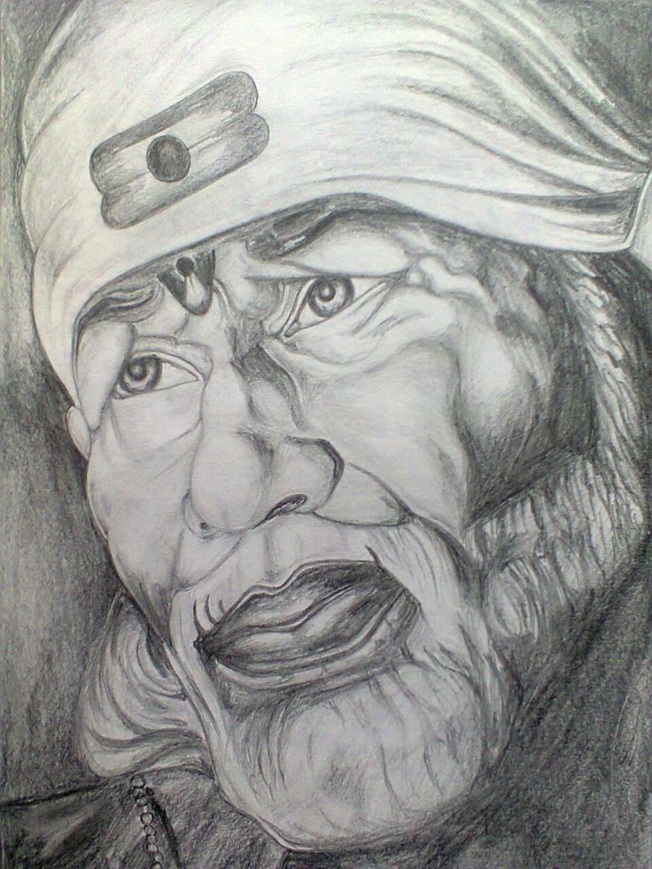 a pencil drawing of an old man with a hat and eye patch on his head