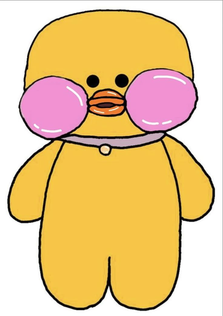 a yellow teddy bear with pink gums on it's eyes and nosepiece