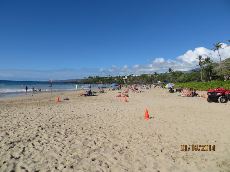 the beach is crowded with people and vehicles