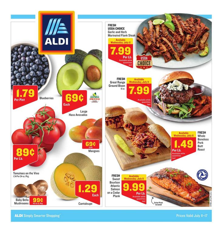 the flyer for aldi's fresh foods is shown