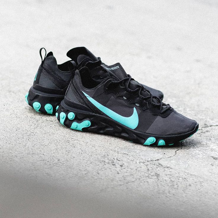 Nike React Element 55: Black/Aurora Green Black Aurora, Nike React, Air Max Sneakers, Air Max, Nike Air Max, Aurora, Nike Air, Sneakers Nike, Product Launch