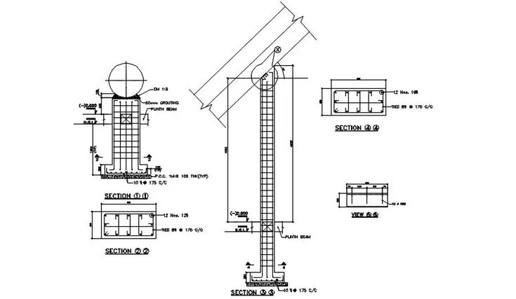 a drawing of a crane with measurements for the top and bottom sections ...