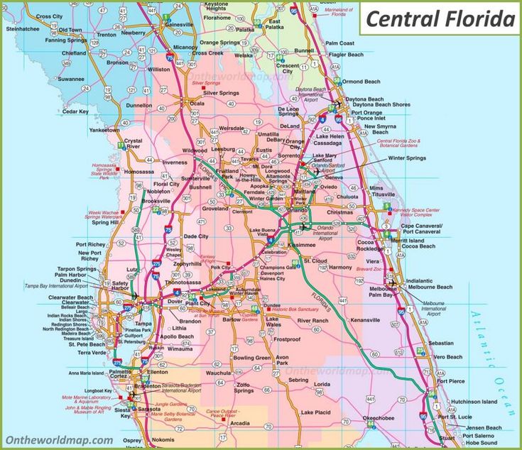 Map of Central Florida | Map of florida cities, Map of central florida ...