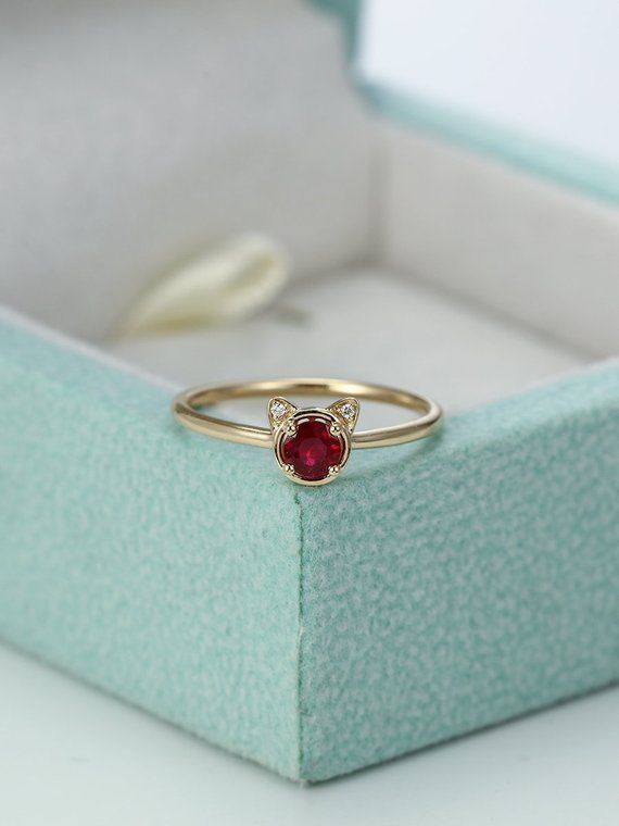 Animal cat ring Ruby ring Unique engagement ring Women Wedding 14k Gold Emerald Ring For Proposal, Elegant 14k Gold Emerald Ring For Proposal, Fine Jewelry Emerald Ring For Proposal, Delicate Diamond Jewelry For Proposal, Fine Jewelry Solitaire For Wedding, Fine Jewelry Ruby In Yellow Gold, Diamond Open Ring For Proposal, Dainty Round Emerald Ring For Anniversary, Wedding Jewelry Open Ring With Solitaire