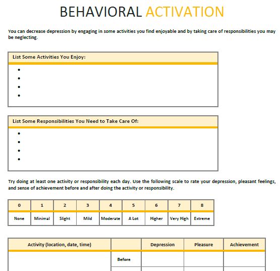 Behavioral Activation Behavioral Activation, Marriage Help Counseling, Counseling Forms, Divorce Counseling, Counselling Tools, Counseling Worksheets, Marriage Therapy, Note Templates, Marital Counseling