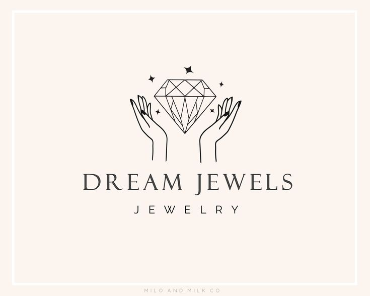 the logo for a jewelry store with two hands holding a diamond and stars above it