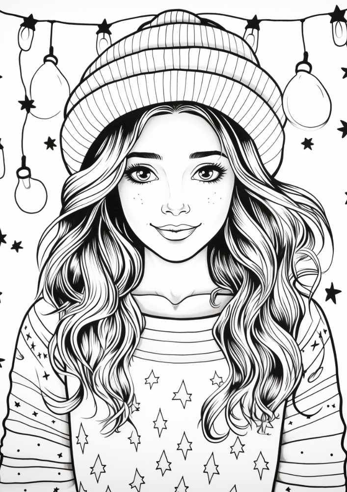 Teenage Christmas Coloring Page | Free adult coloring pages, Coloring ...