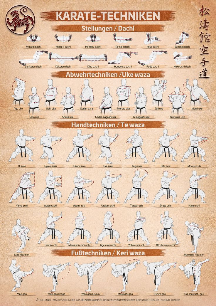 a poster showing how to do karate in different poses, with instructions for each position