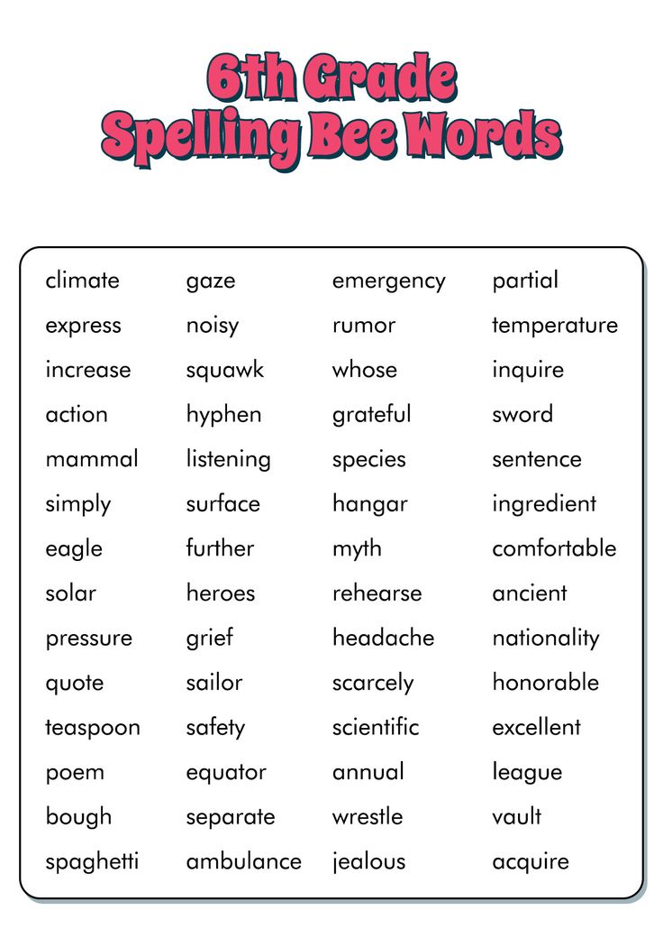 Hard Spelling Bee Words, Hard Words To Spell, Spelling Bee Word List ...