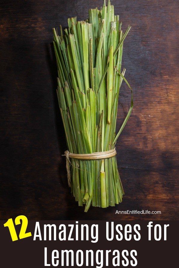 some green stalks with the words 12 amazing uses for lemongrass on it's wrapper