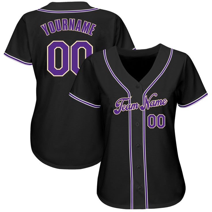 Custom Black Purple-White Authentic Baseball Jersey Softball Jerseys, Blue Football, Custom Baseball Jersey, Quince Ideas, Alpha Kappa Alpha, Black Jersey, Blue Camo, Custom Jerseys, Baseball Shirts