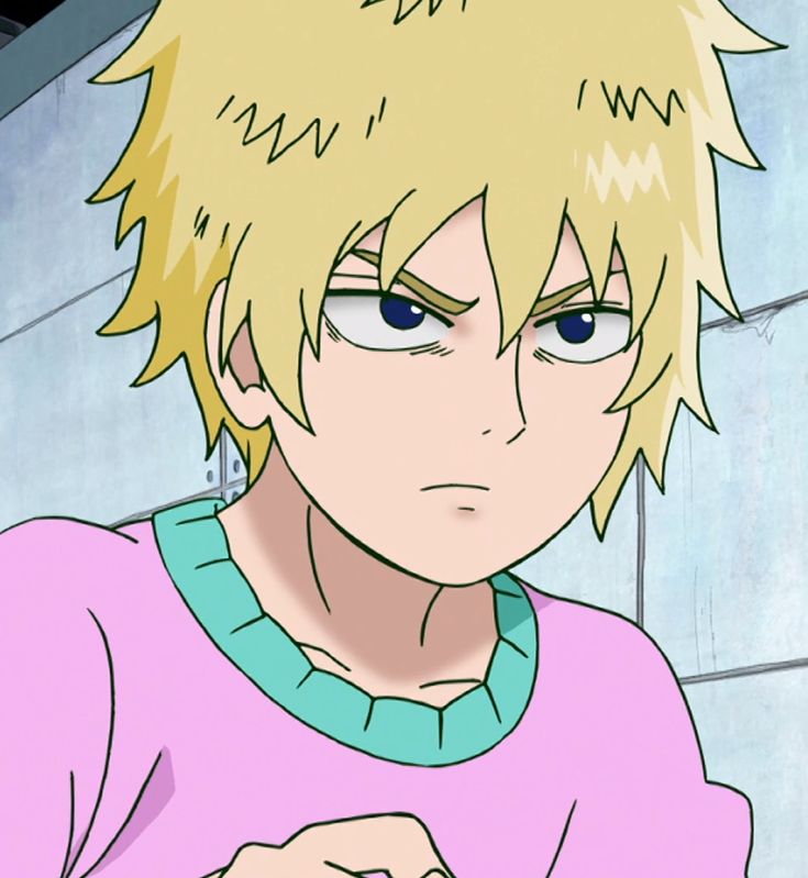 an anime character with blonde hair and blue eyes