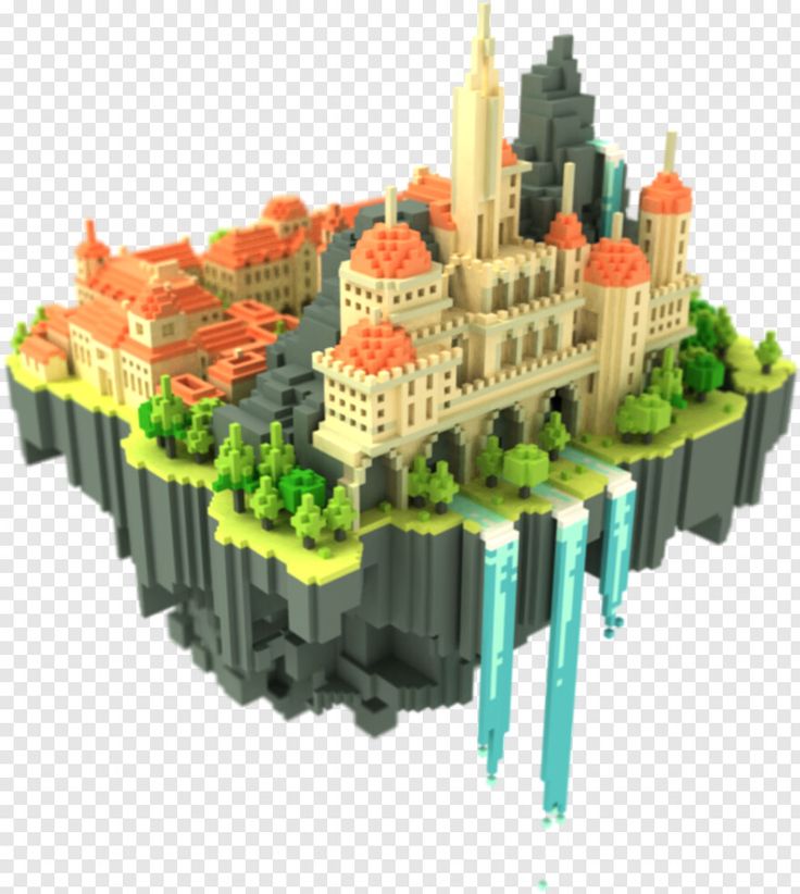 Floating Island - Floating Island Voxel, Transparent Png - 604x675 ...