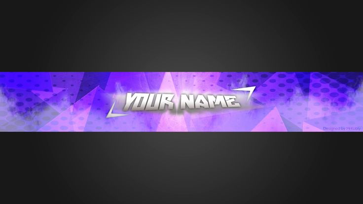 a purple and black banner with the word your name on it in front of an abstract background