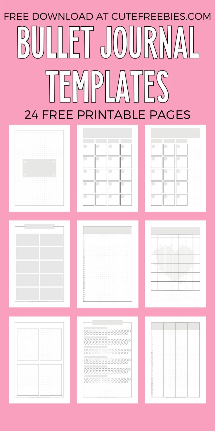 Free Bullet Journal Printable Template - Cute Freebies For You Journal Templates Printable Free, Free Journal Printables Templates, Free Journal Templates, Online Bullet Journal, Journal Printables Templates, Bujo Templates, Free Templates Download, Bullet Journal Layout Templates, Bullet Journal Templates